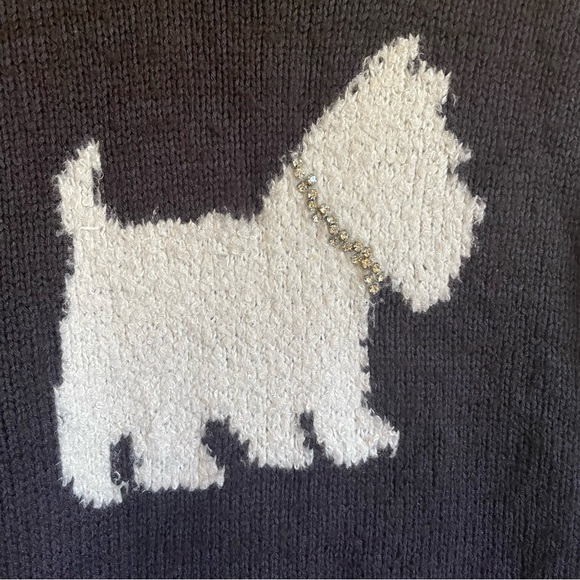 LC Lauren Conrad Scottie Dog Knit Sweater with Blinged Collar Oversized Stretchy - Picture 4 of 8